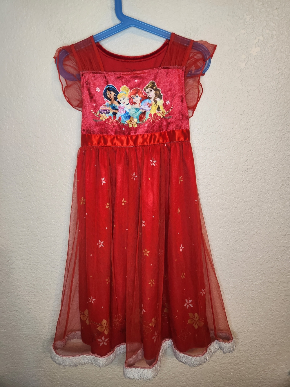 Disney Vintage Princesses Fantasy Girl's Nightgown Flame Resistant Size 6 Red